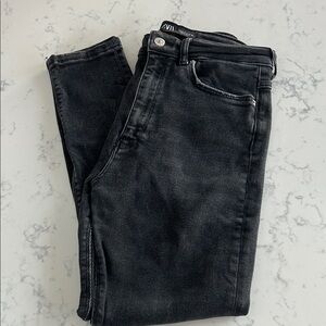 Zara Black Distressed Denim Jeans High Waisted